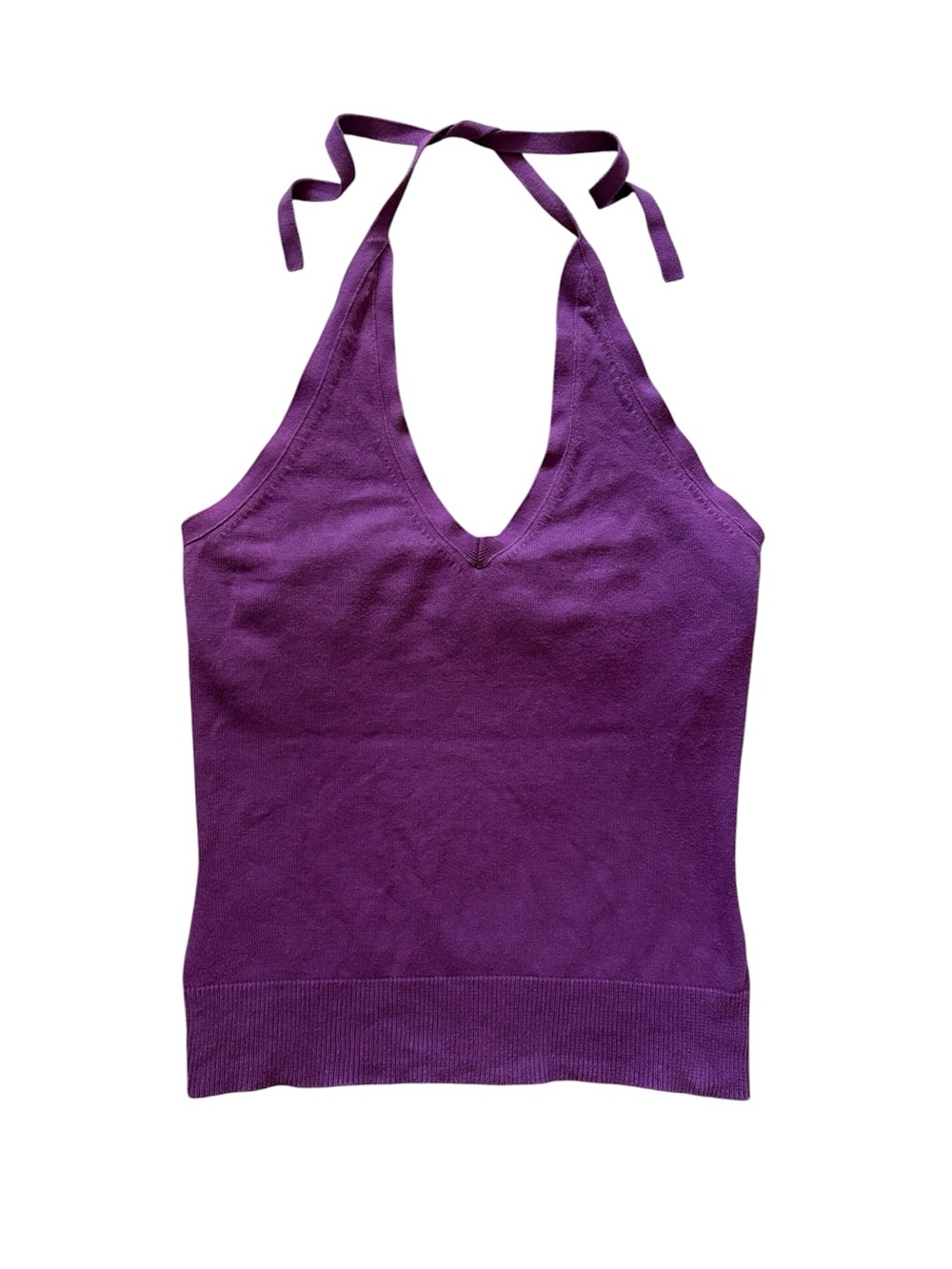 Vintage Y2K Gap Halter Tank Top Purple Stretch Knit Cotton Comfort Size Small
